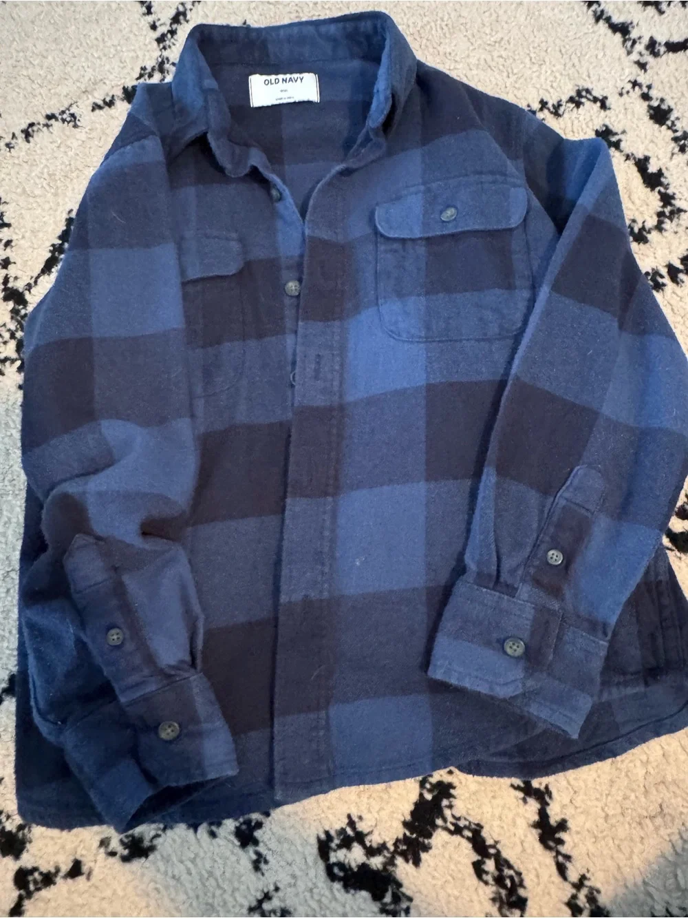 Old Navy Kid’s Blue Plaid Flannel Shirt size 8